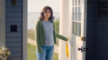 Vince Ribbed Button Front Cardigan worn by Amelia Sacks (Eve Hewson) as seen in The Perfect Couple (S01E05)