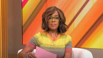 Vestido midi de punto acanalado a rayas Brightside de Zimmermann usado por Gayle King como se vio en CBS Mornings el 10 de septiembre de 2024