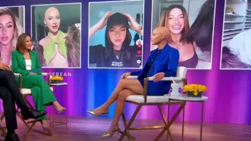 Kurt Geiger Belgravia Escarpins à bride arrière en or portés par Chloe Bean comme on le voit dans Good Morning America le 10 septembre 2024