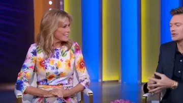 Adrianna Papell Tie Front Sheath Dress in Praline Multi worn by Vanna White as seen in Good Morning America on September 9, 2024