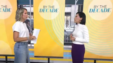 Club Monaco Paneled Stitch Mock Neck Sweater worn by Vicky Nguyen as seen in Today on September 6, 2024