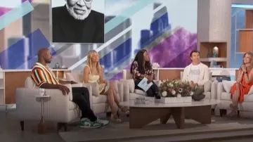 Stuart Weitzman Mirela Leather Espadrille Wedge Sandals worn by Amanda Kloots as seen in The Talk on September 10, 2024