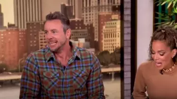 Gods True Cashmere Moss Tartan Cashmere Shirt worn by Dax Shepard as seen in The View on September 5, 2024