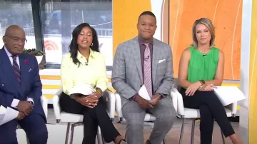 Top con dobladillo de burbujas sin mangas Loft en Fresh Clover usado por Dylan Dreyer como se ve en Today el 9 de septiembre de 2024