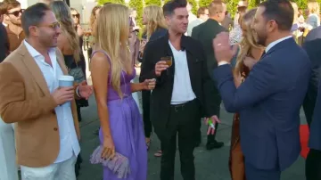 Victoria Beckham Pantalon palazzo plissé taille haute porté par Tracy Tutor comme on le voit dans Million Dollar Listing Los Angeles (S15E10)