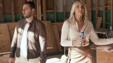 Lovers + Friends Cait Leather Mini Skirt in Camel Brown worn by Heather Altman as seen in Million Dollar Listing Los Angeles (S15E10)