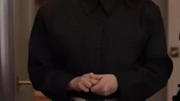 Only Murders in the Building Wardrobe: Selena Gomez wears Black Pinstripe Cropped Jacket to portray Mabel Mora in season 4, episode 3