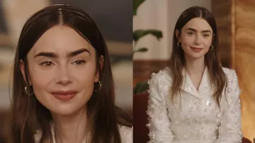 Jewelry from Emily in Paris: Lily Collins wears Mara Paris Night Dream Earrings to portray Emily Cooper in season 4, episode 10