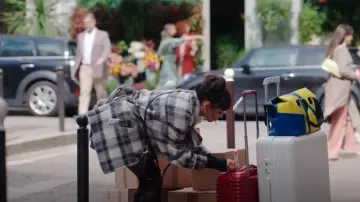 IRO Pamae Checked Belted Coat worn by Geneviève (Thalia Besson) as seen in Emily in Paris (S04E09)