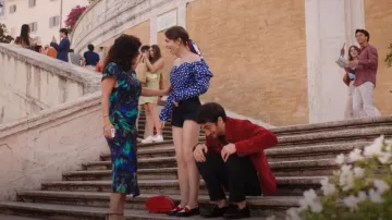 Isabel Marant Etoile Nadela Asymmetric Gathered Cotton Midi Dress worn by as seen in Emily in Paris (S04E09)