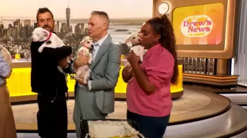 Julia Allert Designer Pink Blouse worn by Sunny Anderson as seen in The Drew Barrymore Show on September 16, 2024