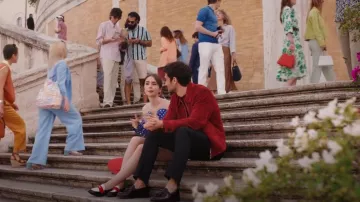 Christian Louboutin Donna Patent Red Sole Penny Loafers worn by Emily Cooper (Lily Collins) as seen in Emily in Paris (S04E09)