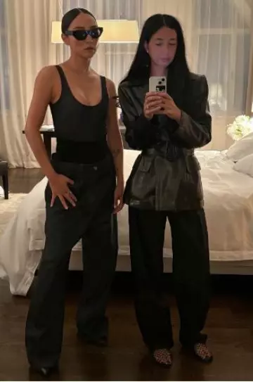 Alaia Tank Body in Stretch Denim worn by Greta Lee at Alaia Show on September 6, 2024