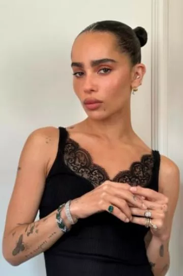 Saint Laurent Laced Tank Top in Ribbed Silk Jersey worn by Zoe Kravitz on Jessica McCormack's Instagram Post on September 7, 2024