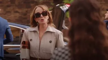 Saint Laurent Blaze Tortoiseshell-Effect Sunglasses worn by Sylvie Grateau (Philippine Leroy-Beaulieu) as seen in Emily in Paris (S04E09)