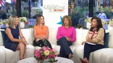 Suéter de punto trenzado Talbots usado por Sheinelle Jones como se ve en Today el 17 de septiembre de 2024