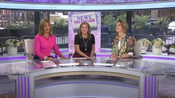 Fashion Nova Ancient Art Blazer Suit Set worn by Michelle Collins as seen in Today with Hoda & Jenna on September 17, 2024