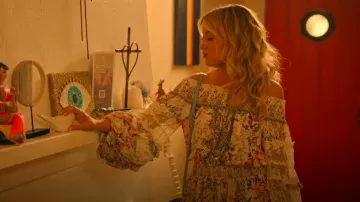 Camilla Off Shoulder Short Dress London Looms worn by Eve Stripling (Meredith Hagner) as seen in Bad Monkey (S01E02)