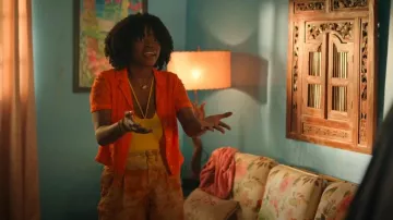 Maeve Orange Lace Top worn by Dawnie (Reese Antoinette) as seen in Bad Monkey (S01E05)