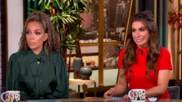 Alice + Olivia Abbott Short-Sleeve Collared Tie Pullover worn by Alyssa Farah as seen in The View on September 13, 2024