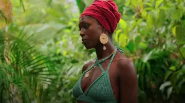 Ayni Cotton Crochet Bikini Top worn by Dragon Queen (Jodie Turner-Smith) as seen in Bad Monkey (S01E07)