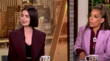 Nina Ricci Double-breasted Wool Blazer worn by Lily Collins as seen in The View on September 16, 2024