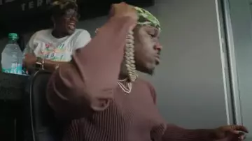 Issey Miyake Rose Brown Pleated Long Sleeve T Shirt worn by DaBaby in DaBaby - BIG MAMA (Freestyle)