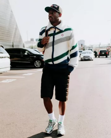 Zapatillas Orbit Bottega Veneta Verde y Plata usadas por Jordan Addison en la cuenta de Instagram @blitzfits