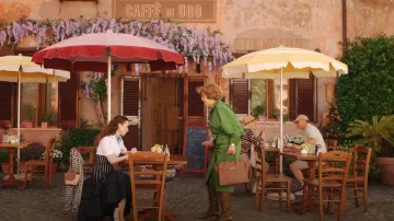 Valextra Milano Medium Leather Tote Bag worn by Antonia Muratori (Anna Galiena) as seen in Emily in Paris (S04E10)