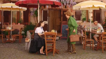 Saint Laurent Mini Manon Raffia And Leather Bag worn by Emily Cooper (Lily Collins) as seen in Emily in Paris (S04E10)