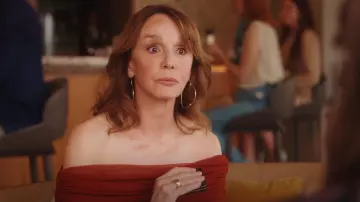 Saks Fifth Avenue Collection 14K Yellow Gold Large Heart Hoop Earrings worn by Sylvie Grateau (Philippine Leroy-Beaulieu) as seen in Emily in Paris (S04E10)