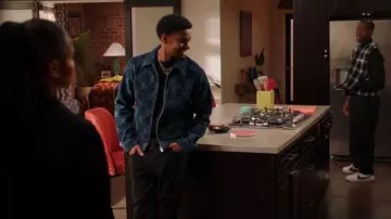 Daily Paper Jacob Brand-Patterned Denim Jacket worn by Jessie 'JR' Raymond (Sylvester Powell) as seen in All American: Homecoming (S03E11)