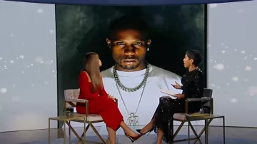 Saint Laurent Stone Glossy Slingback Pumps worn by Eve as seen in Tamron Hall Show on September 17, 2024