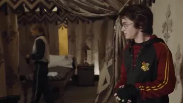 Harry Potter and the Goblet of Fire Movie Costumes: Harry Potter (Daniel Radcliffe) wears a Hogwarts hoodie to compete in the Triwizard Tournament