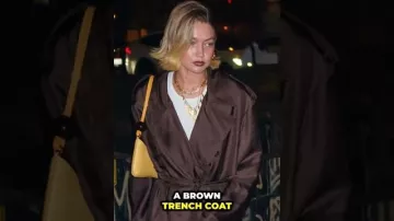 Gigi Hadid wears a beautiful Silk Brown Trench Coat out to dinner together with Taylor Swift in New York City on September 21, 2024
