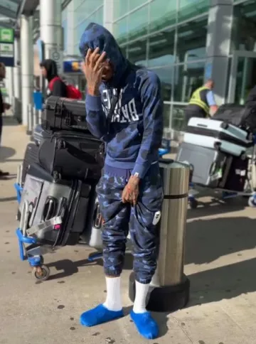 Marni Marazine Blue Fur Fussbett Sabot Mules worn by NLE Choppa on the Instagram account @nlechoppamusic