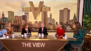 L'Agence Lillian Wide Leg Pants worn by Alyssa Farah as seen in The View on September 19, 2024