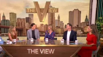 Milly Liv Dream Pleated Tie Belt Long Sleeve Minidress worn by Alyssa Farah as seen in The View on  September 19, 2024