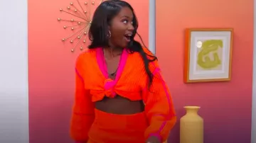 Shein EZwear Contrast Trim Lantern Sleeve Duster Cardigan usado por Jadejha Edwards como se ve en The Circle (S07E01)