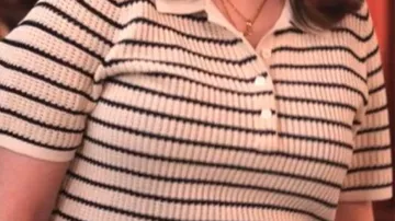 Selena Gomez wears Striped Polo Sweater to play Mabel Mora in Only Murders in the Building season 4, episode 4