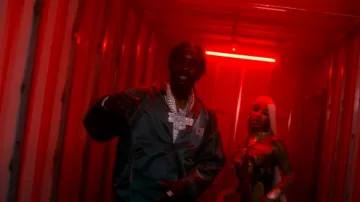 Alexander Wang Faded Grey Piped Track Jacket worn by Lil Tjay in Yailin La Mas Viral, Lil Tjay - Step Up (Video Oficial)