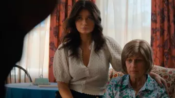 Doên Dinah Puff-Sleeve Alpaca-Blend Cardigan worn by Amelia Sacks (Eve Hewson) as seen in The Perfect Couple (S01E06)