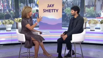 Shoshanna Piera Robe midi boutonnée à ourlet fendu portée par Hoda Kotb comme on le voit dans Today le 19 septembre 2024