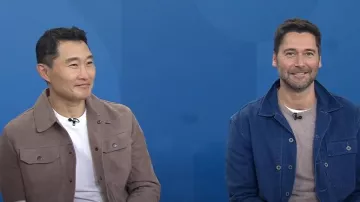 Blouson en cuir John Varvatos Dyker en Pavement porté par Daniel Dae Kim comme on le voit dans Today le 21 septembre 2024