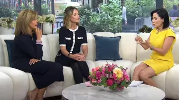 Maje Rolinette Contrast Trim Knit Dress worn by Savannah Guthrie as seen in Today on September 24, 2024