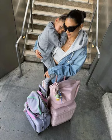 Beis The Medium Check In Roller worn by Shay Mitchell on her Instagram on September 21, 2024