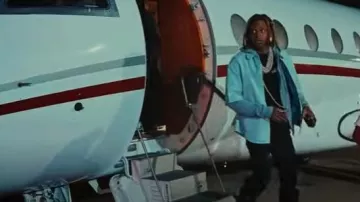 Rick Owens Pale Blue Knit Zip Hoodie porté par Lil Durk dans Lil Durk - Turn Up A Notch (Official Video)