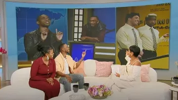 Pantalon de jogging à double ceinture Monse Pinstripe porté par Tamron Hall tel qu’on le voit au salon Tamron Hall le 26 septembre 2024