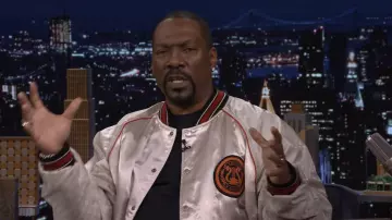 Eddie Murphy wears Gucci GG Bomber Jacket in white in The Tonight Show Starring Jimmy Fallon on September 2024