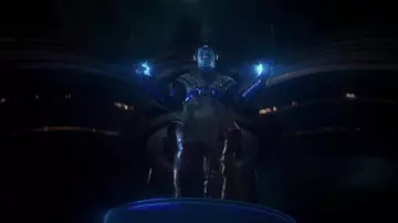 Costumes of Ant-Man and the Wasp: Quantumania: Jonathan Majors wears green and purple superhero bodysuit to portray Kang The Conqueror